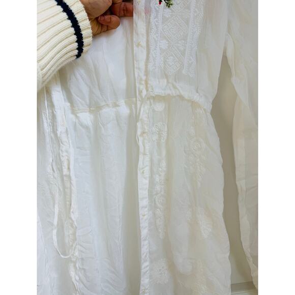 Johnny Was White Long Sleeve Floral‎ Embroidered Tunic - Size Small - Picture 6 of 8